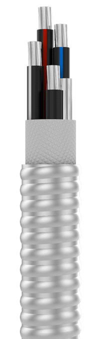 Three or Four Conductor UL Type MC, Aluminum Conductor, XHHW-2, AIA, 90°C Dry, Rated 600 V